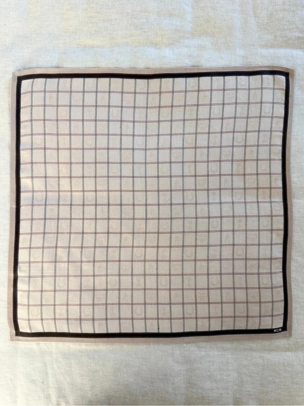 Vintage MCM Plaid Check Cotton Head Scarf Bandana Made in Japan